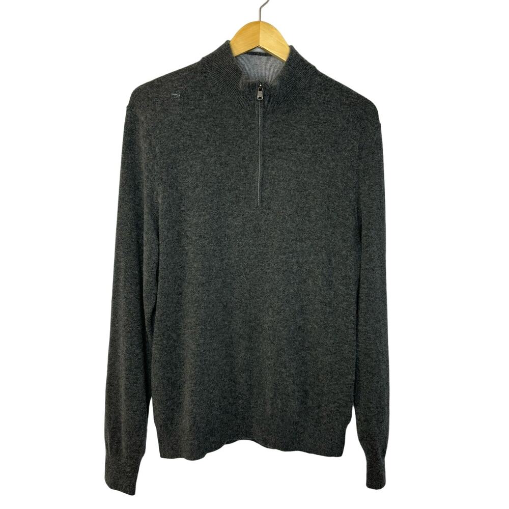 Dunning Golf All-season Quarter Zip Sweater Cashmere Blend Grey Men's Medium